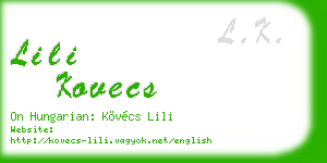 lili kovecs business card